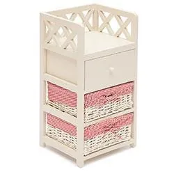 Тумба с ящиком Secret De Maison CAGE 3 ( mod. 4339 ) paulownia, мдф, 34x30x69см, butter white (слоновая кость), ткань - красная клетка