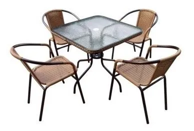 Комплект мебели Николь-2LB TLH-037С-TLH070SR-70x70 Light Beige (4+1)