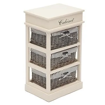 Тумба с 3 корзинами и ящиком Secret De Maison OUVERTURE 3 ( mod. 4336 ) paulownia, мдф, 38x28x69см, butter white (слоновая кость), ткань -в полоску фото 2
