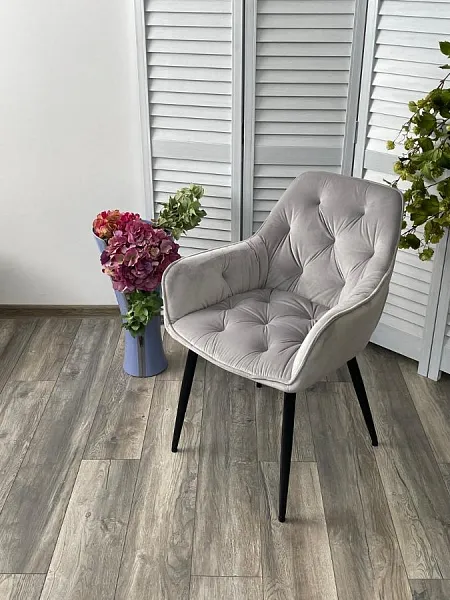 Стул TROY BLUVEL-03 LIGHT GREY, велюр/ черный каркас фото 5