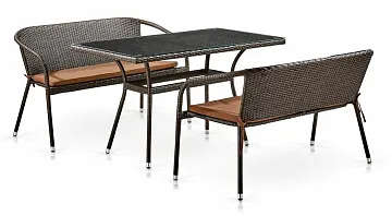Обеденный комплект плетеной мебели с диваном T286/S139B-W53 Brown