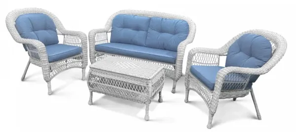 Плетеный комплект для отдыха из искусственного ротанга LV-520 White/Blue