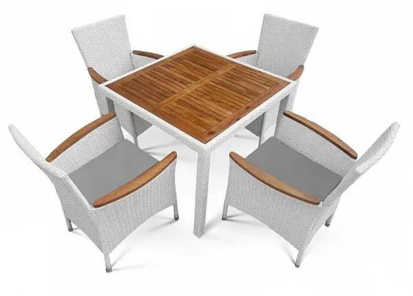 Комплект плетеной мебели AFM-440A 90x90 White (4+1)