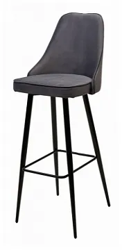 Барный стул NEPAL-BAR СЕРЫЙ #27, велюр/ черный каркас (H=78cm)