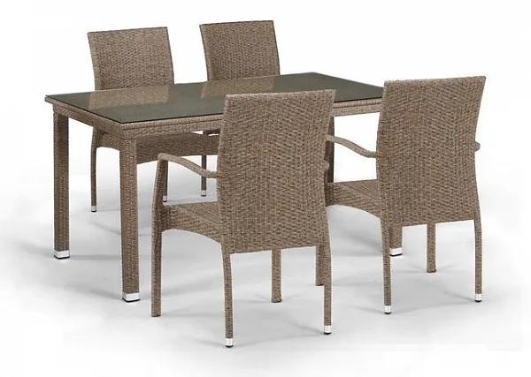 Комплект плетеной мебели T256B/Y379B-W56 Light brown 4Pcs