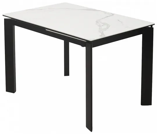Стол CORNER 120 HIGH GLOSS STATUARIO керамика, стекло/ черный каркас, ®DISAUR