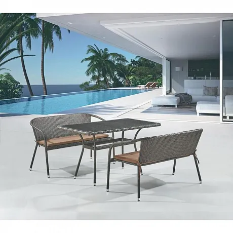 Комплект мебели из иск. ротанга T286A/S139A-W53 Brown фото 2