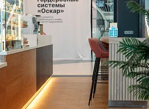 Барная стойка и мебель для кафе пекарни Cinnabon в ТРК «НЕБО» Мурино Фото 19