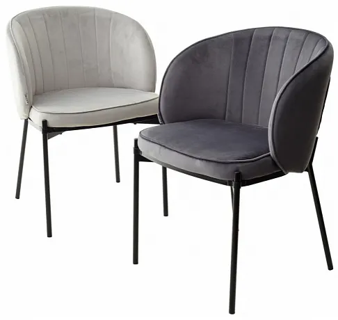 Стул DIANA BLUVEL-03 LIGHT GREY, велюр/ черный каркас фото 2