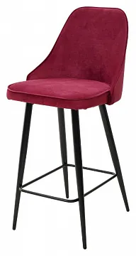 Барный стул NEPAL-PB ВИННЫЙ #16, велюр/ черный каркас (H=68cm)