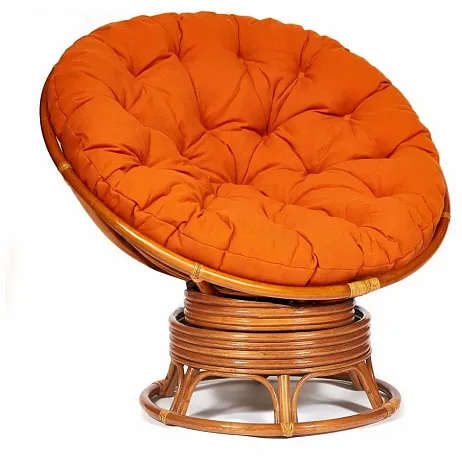Кресло-качалка ",PAPASAN", w 23/01 B / с подушкой / Cognac (коньяк), ткань Оранжевый, С 23