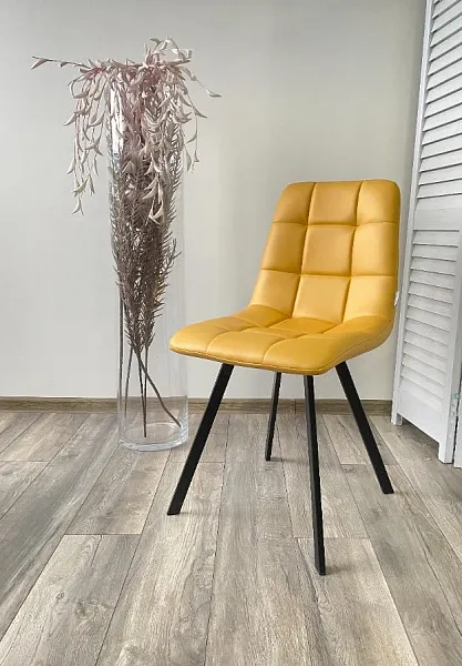Стул CHILLI SQUARE HK017-19 глубокий желтый, PU/ черный каркас фото 5