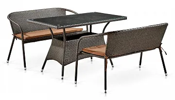 Обеденный комплект плетеной мебели с диванами T198D/S139B-W53 Brown