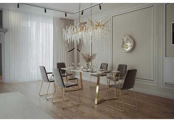 Стул на металлокаркасе Lana dark grey / gold фото 2