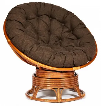 Кресло-качалка ",PAPASAN", w 23/01 B / с подушкой / Cognac (коньяк), ткань Коричневый, 3М7-147