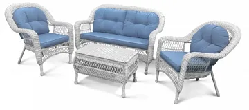 Плетеный комплект для отдыха из искусственного ротанга  LV-520 White/Blue
