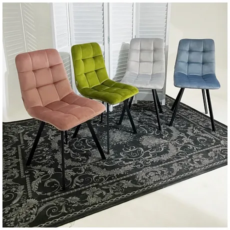 Стул CHILLI SQUARE BLUVEL-06 серо-голубой, велюр / черный каркас фото 5