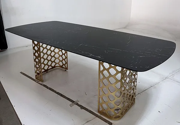 Стол CHIAVARI 220 KL-116 Черный мрамор матовый, итальянская керамика / бронзовый, ®DISAUR фото 3