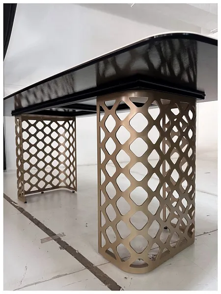 Стол CHIAVARI 220 KL-188 Контрастный мрамор матовый, итальянская керамика / Шампань, ®DISAUR фото 3