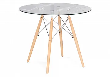 Стол PT-151 90х90х76 clear glass / wood