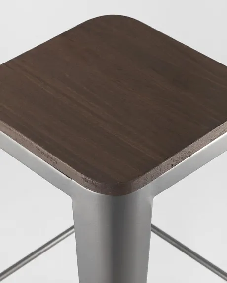 Стул барный TOLIX WOOD серебристый матовый фото 4