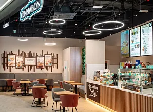 Барная стойка и мебель для кафе пекарни Cinnabon в ТРК «Лето» Санкт-Петербург Фото 4