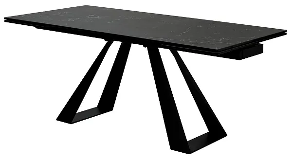 Стол FONDI 180 MARBLES NERO KL-116 Черный мрамор матовый, итальянская керамика/ черн.каркас, ®DISAUR
