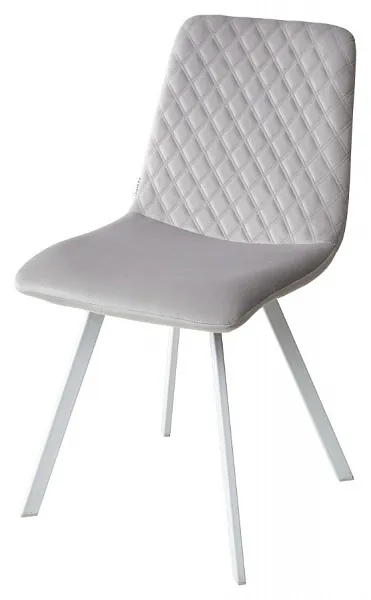 Стул DAIQUIRI BLUVEL-03 LIGHT GREY / белый каркас, велюр