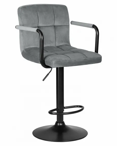Стул барный KRUGER ARM BLACK серый велюр