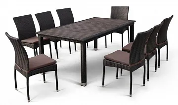 Комплект плетеной мебели T347/Y380A-W53 Brown (8+1)