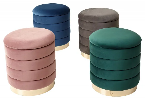 Пуф ФРЕД графит #14, велюр / золотой каркас фото 5