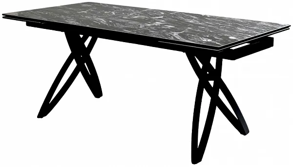 Стол PALERMO 180 TL-128 Испанская керамика черный контрастный мрамор / черный каркас, ®DISAUR фото 2