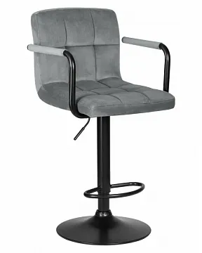 Стул барный KRUGER ARM BLACK серый велюр