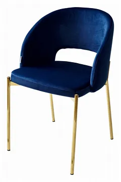 Стул AGNES BLUVEL-86 NAVY BLUE, золотой каркас