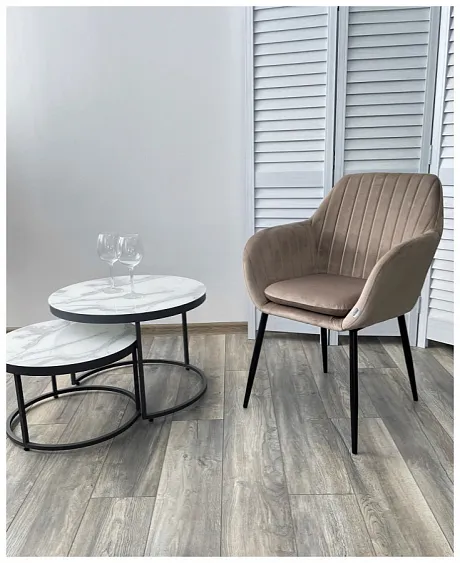 Стул ALABAMA BLUVEL-40 BEIGE, велюр / черный каркас фото 5