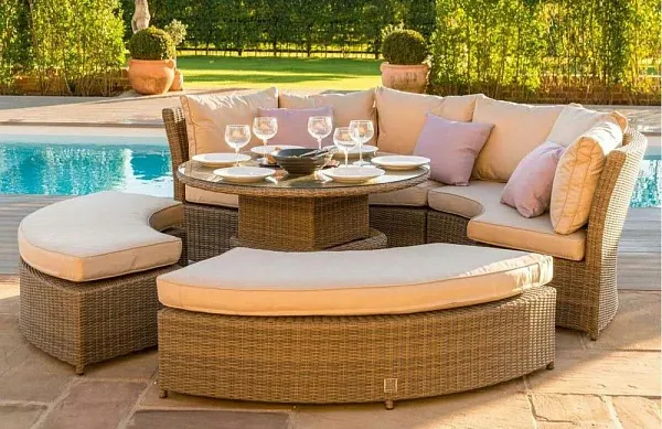 Диван-трансформер из искусственного ротанга со столом AFM-350B Beige