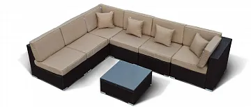 Плетеный модульный диван YR822 Brown