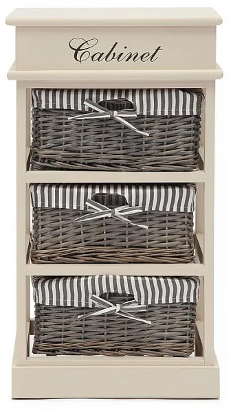 Тумба с 3 корзинами и ящиком Secret De Maison OUVERTURE 3 ( mod. 4336 ) paulownia, мдф, 38x28x69см, butter white (слоновая кость), ткань -в полоску фото 7