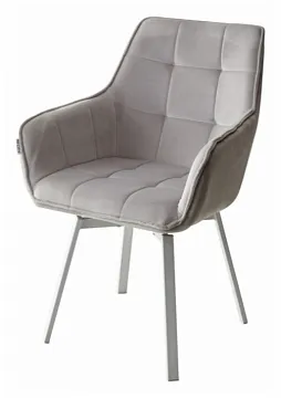 Стул MAVERICK BLUVEL-03 LIGHT GREY, велюр/ белый, поворот 360 градусов