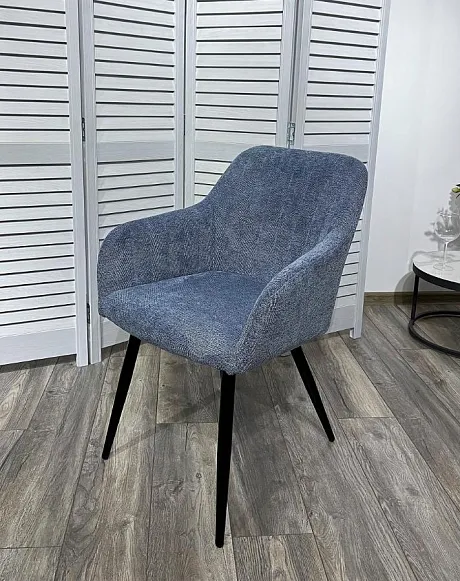 Стул BRANDY WZ2042-16 бледно-васильковый фактурный велюр/ черный каркас фото 5