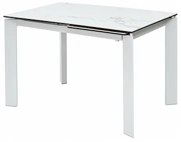 Стол CORNER 120 MATTE STATUARIO Белый мрамор матовый керамика, стекло/ белый каркас, ®DISAUR