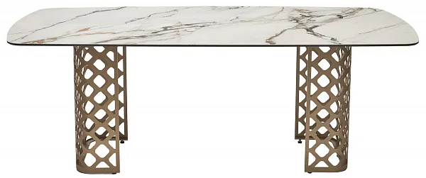 Стол CHIAVARI 220 KL-188 Контрастный мрамор матовый, итальянская керамика / Шампань, ®DISAUR фото 8