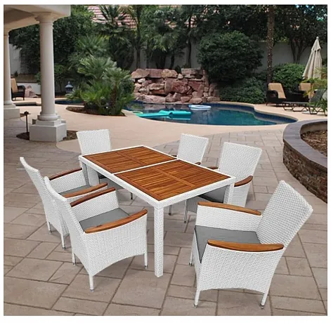 Комплект плетеной мебели мебели AFM-460A 150x90 White (6+1) фото 2