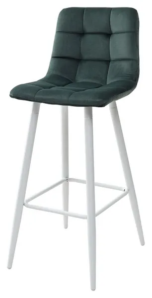 Барный стул LECCO UF910-14 DARK GREEN, велюр/белый каркас