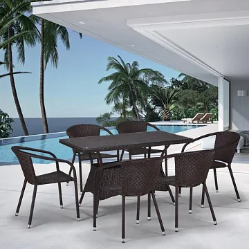 Комплект мебели коричневый T198D/Y137C-W53 из искусственного ротанга
