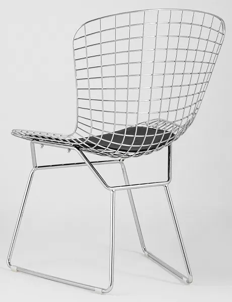 Стул обеденный Bertoia хромированный с черной подушкой фото 5