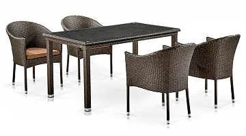 Комплект плетеной мебели T256A/Y350A-W53 Brown  4Pcs