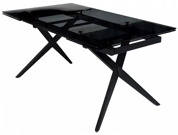 Стол ADRIA 160 SMOKED BLACK GLASS Дымчато-черное стелко/ черный каркас, ®DISAUR фото 2