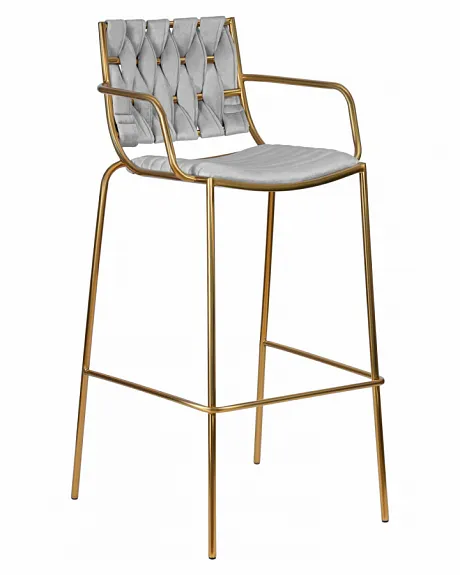 Стул барный  MILLER GOLD (светло-серый велюр (135-37))