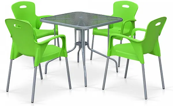 Комплект мебели для кафе TL80x80/XRF065BG-Green (4+1)